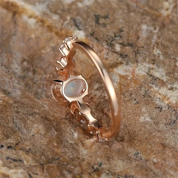 Rose Golden Synthetic Opal Ring - Picture 4 of 6